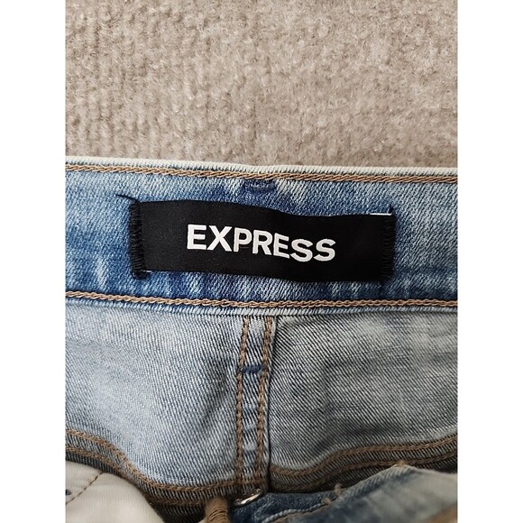 Express Straight Super High Rise Jeans Womens 8 Blue Light Wash Button Fly NEW - Picture 8 of 11